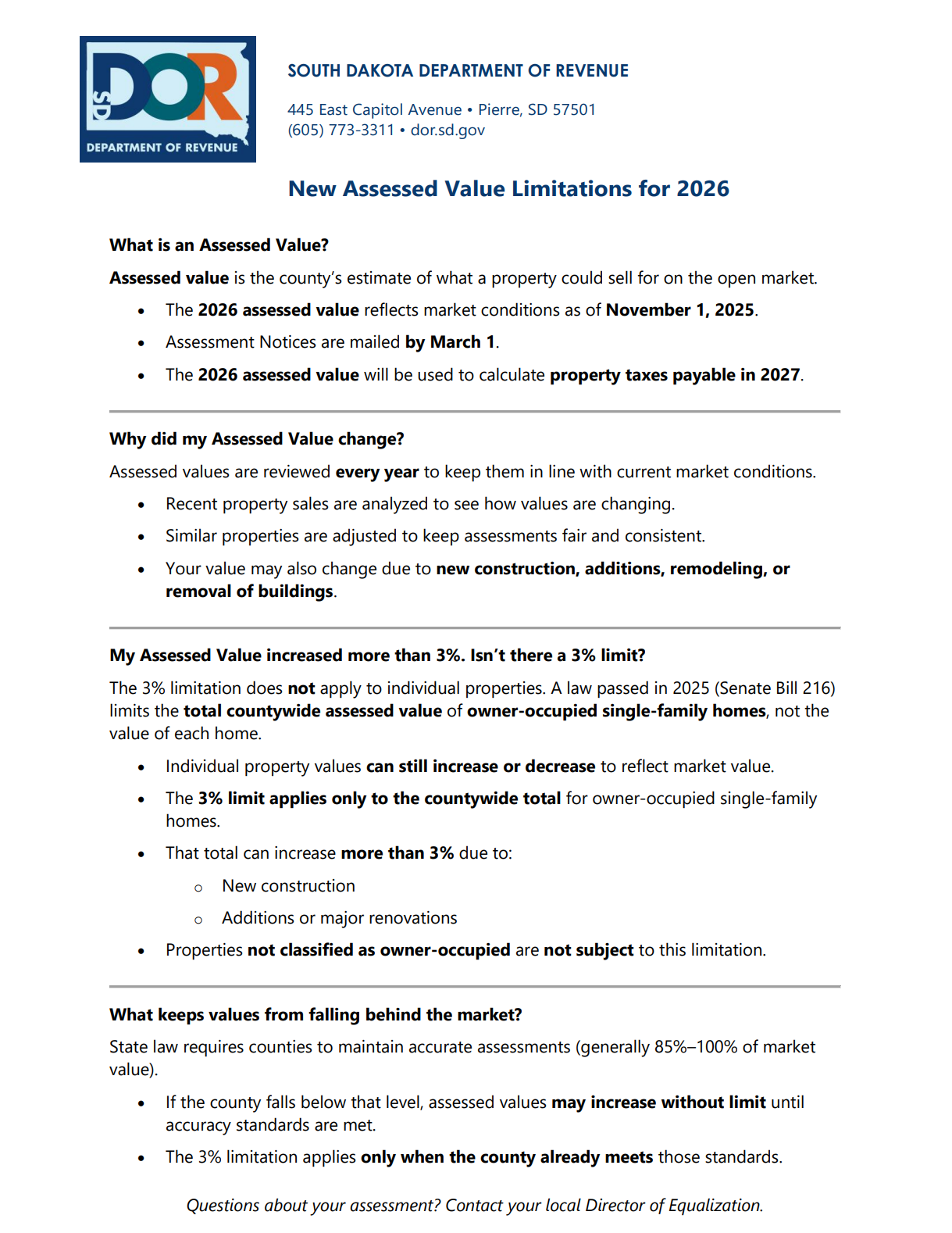 Updated Assessed Value limitation for 2026 document